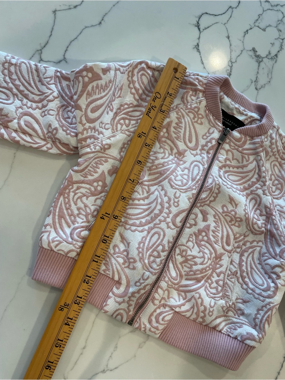 Victoria Beckham Blush-Pink Paisley Girls Bomber Jacket - Picture 13 of 14